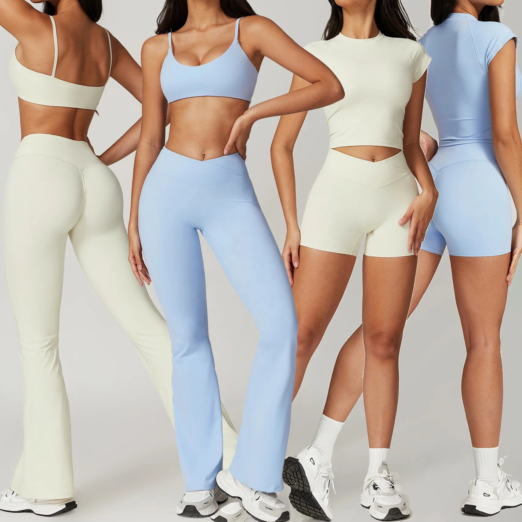 YIYI Recycled Fabrics Comfortable Outdoor Girl Suits High Waist Legging Sets Yoga Gym Fitness Sets Quick Dry Womens Workout Sets